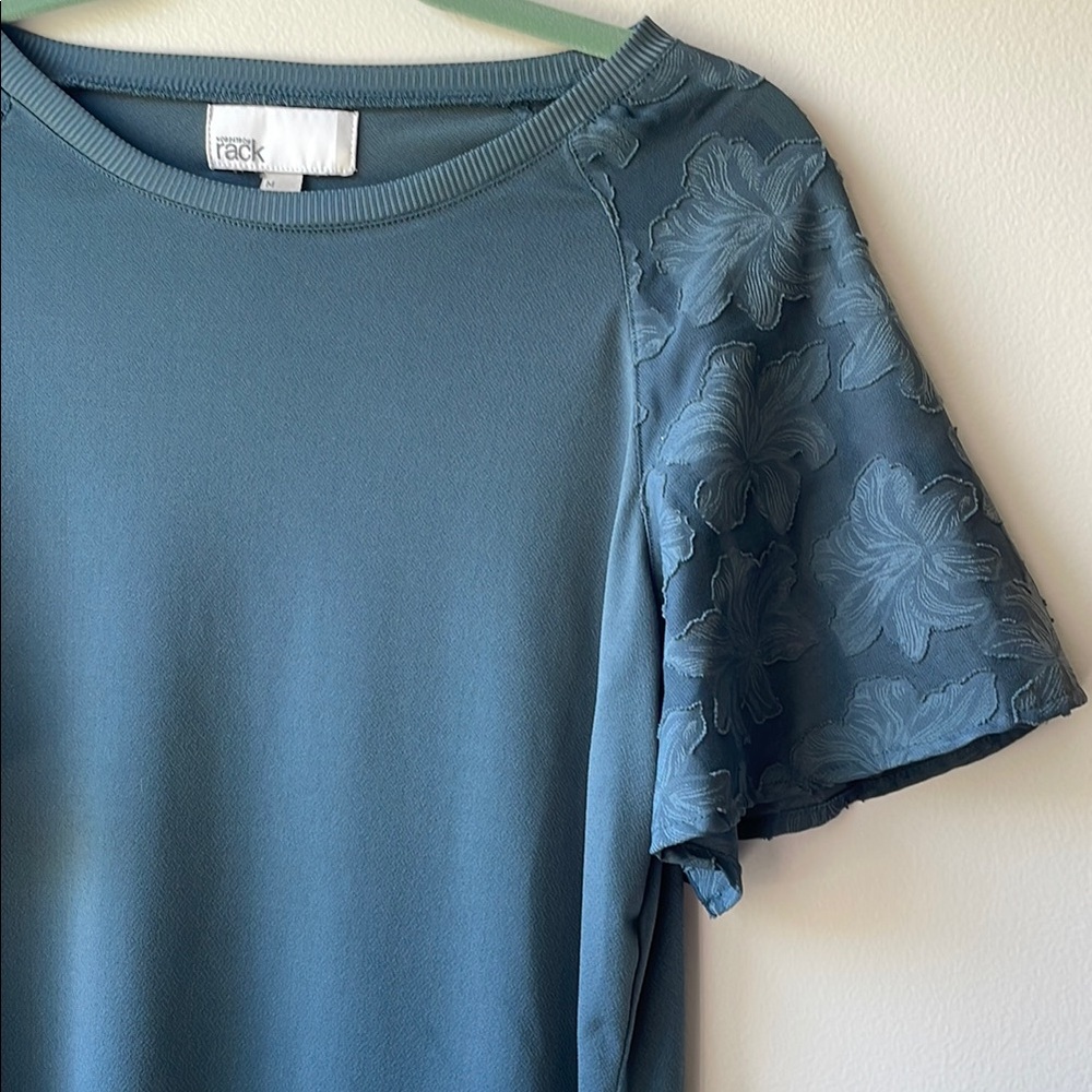 Nordstrom Rack Teal Short Bell Sleeve Blouse Women’s Size M - Picture 4 of 7